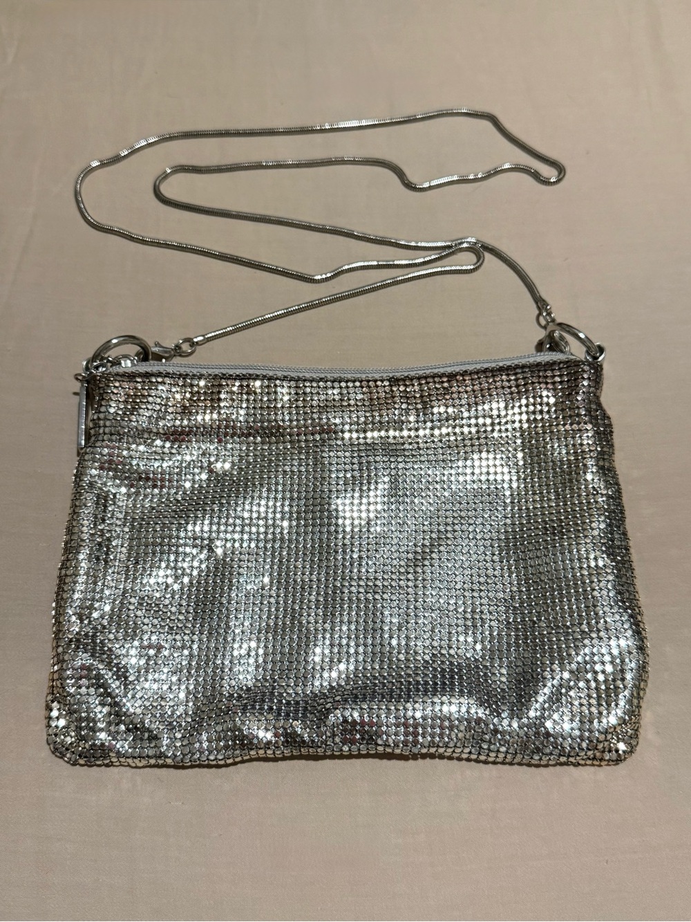 Whiting & Davis Silver Mesh Crossbody Bag